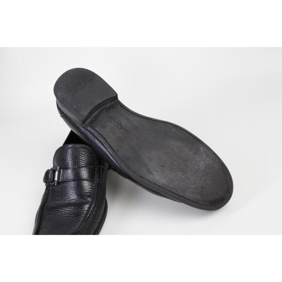 Salvatore Ferragamo Loafers Black Pebble Grain Leather Gancini Bit Mens Size 8.5 main image 8